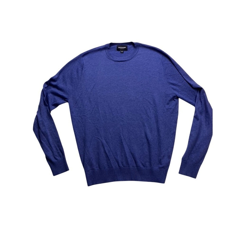 Duchamp London Crewneck Sweater Mens Size M Blue  Wool Blend Knit Luxury‎